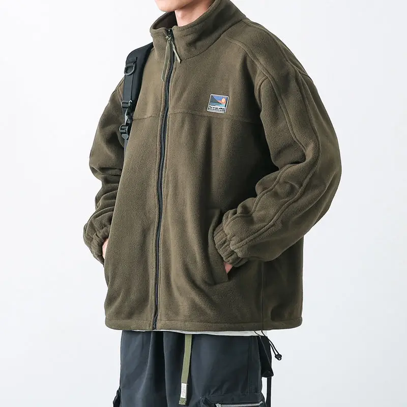 

American Autumn and Winter Men and Women Trend Personalized Standing Collar Cardigan Coat Loose Couple Casual Y2K Harajuku Top