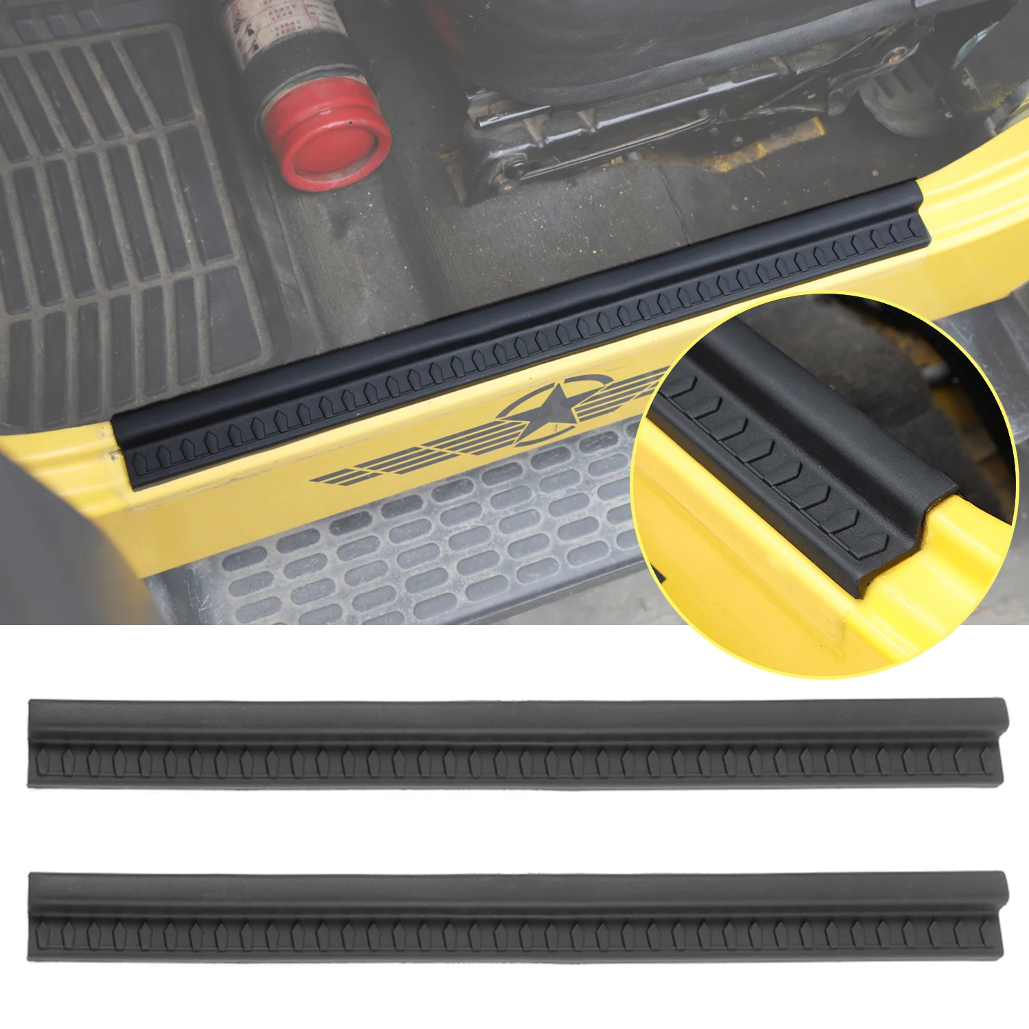 

Rubber Car Door Sill Scuff Plate Pedal Entry Guard Protector Cover for Jeep Wrangler TJ 1997-2006 Interior Mouldings Accessories