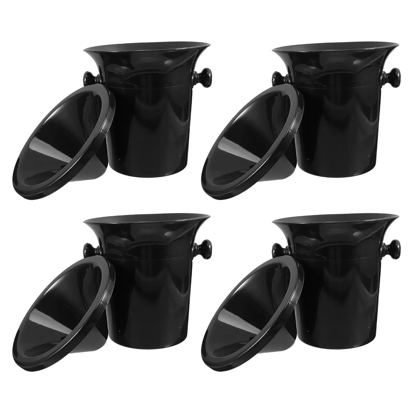 4 Pcs Tasting Spittoons Plastic Buckets Lids Big Round Mouth Funnel Design for Parties Cellars Bars Eco Material