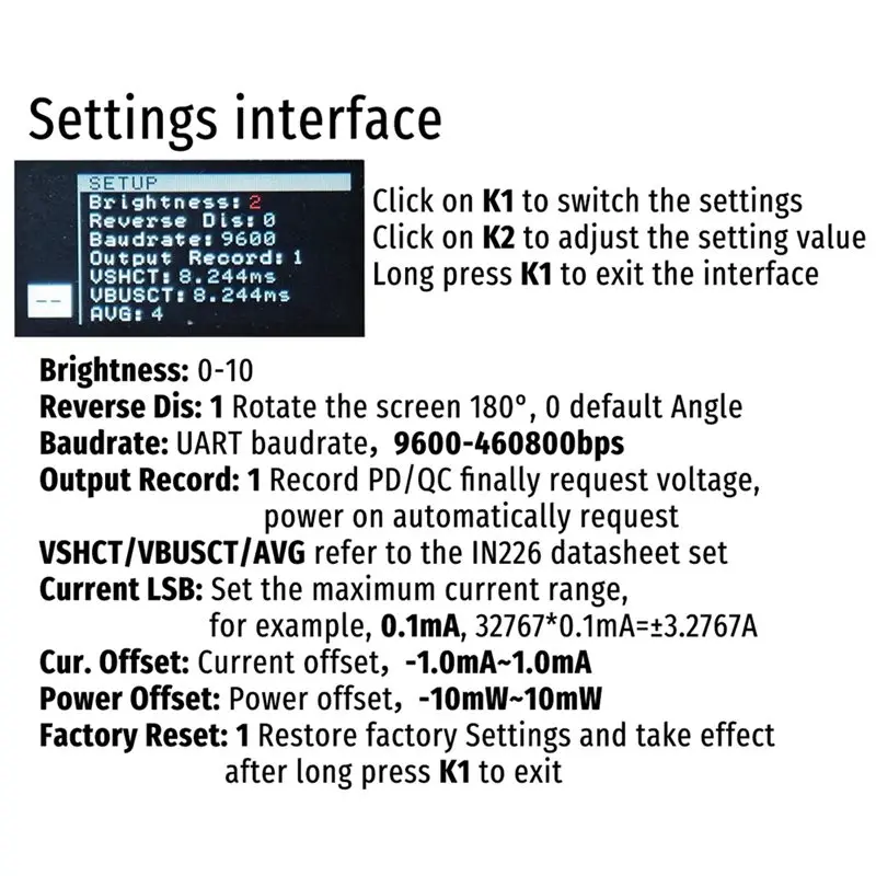 전력 모니터 DC 모니터 전압 전류 측정기 36V 10A Uart PD QC-A86G