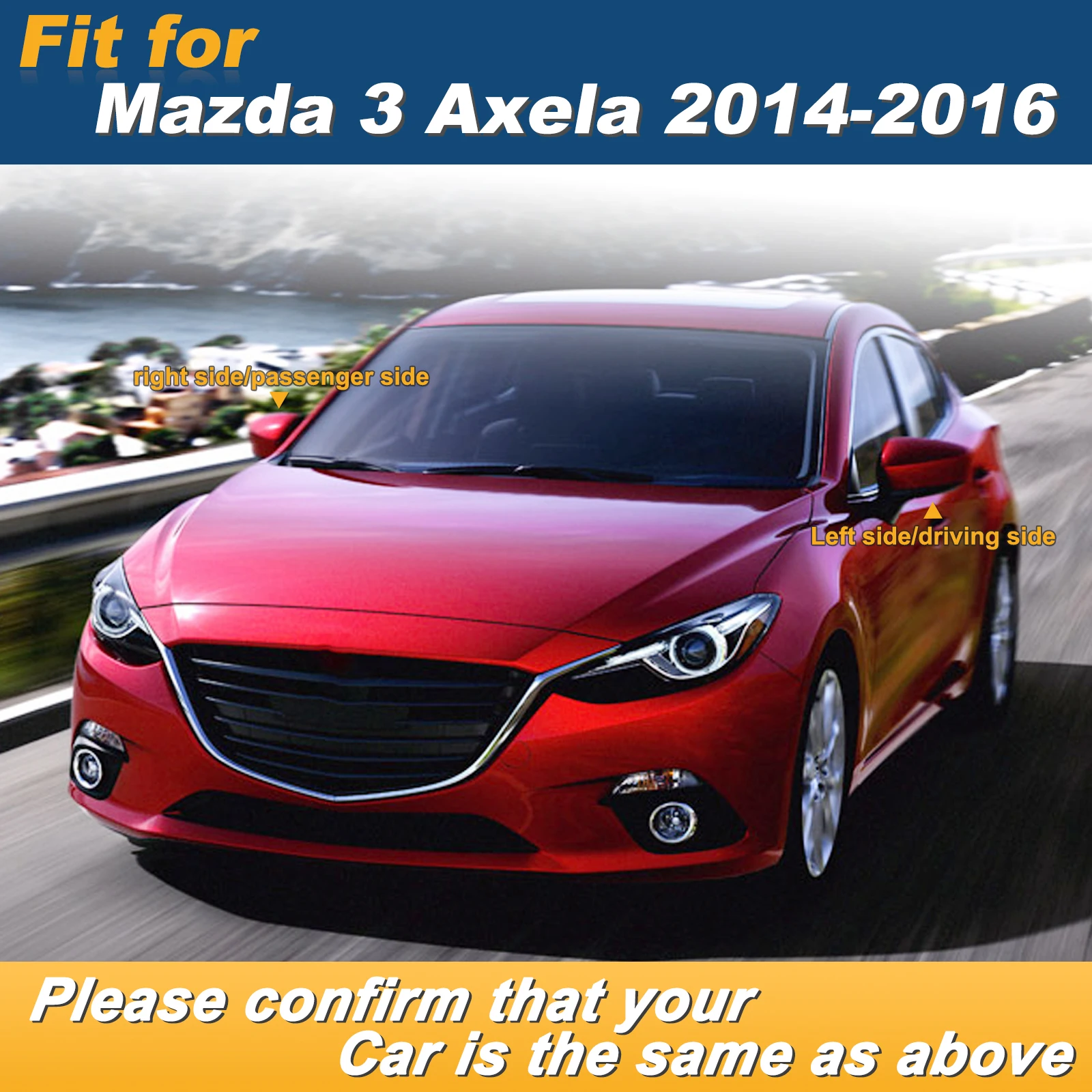 Carbon fiber pattern door rearview mirror cover cap housing auto mirror accessories carbon fiber mirror cap fit for Mazda 3 Axela 2014 -