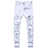 Men's White Jeans Fashion Hip Hop Ripped Skinny Men Denim Trousers Slim Fit Stretch Distressed Zip Men Jean Pants High Quality 1