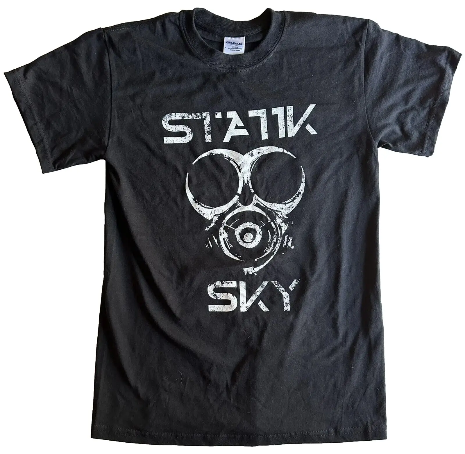 Statik Sky - Gas Mask Logo T-Shirt Piccola Industrial Rave Techno Electronica Ebm