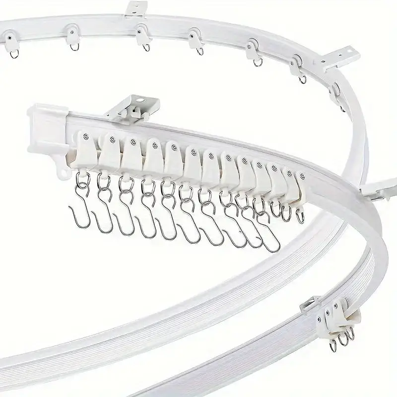 Curtain Rod 1-5m aluminum-plastic shower curtain track flexible ceiling installation with hooks for room dividers & bathrooms