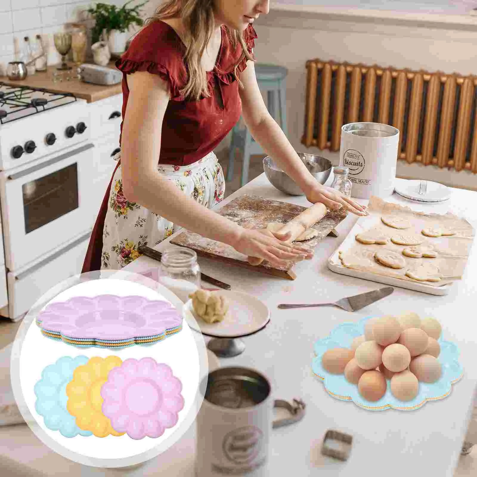 4 Pcs Egg Tray Stackable Egg Container Kitchen Egg Holder Plastic Egg Box Home Storage Trays Kitchen ganization Solutions 3