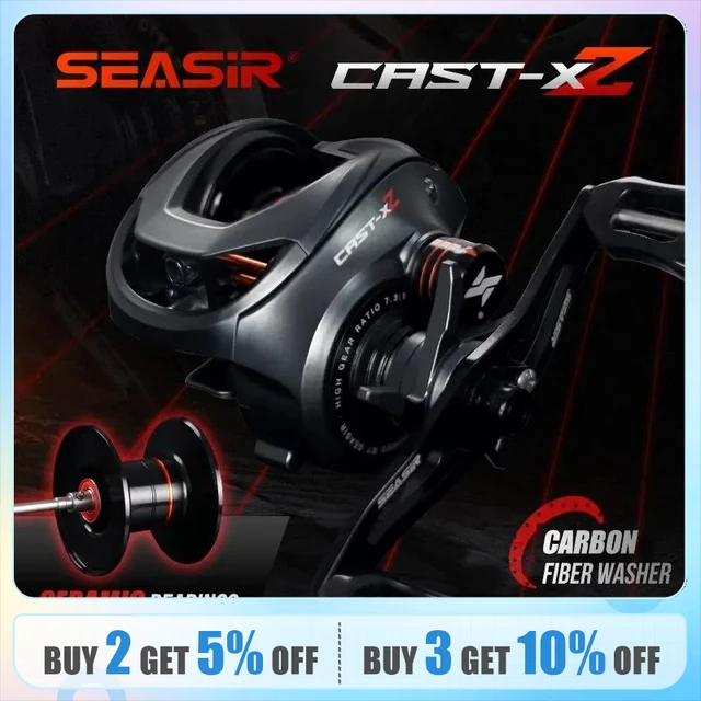 SEASIR Cast X2 Baitcasting Reel 7.3:1 Hybrid Ceramic Bearing Carbon Fiber  Washer Dual Bearing System