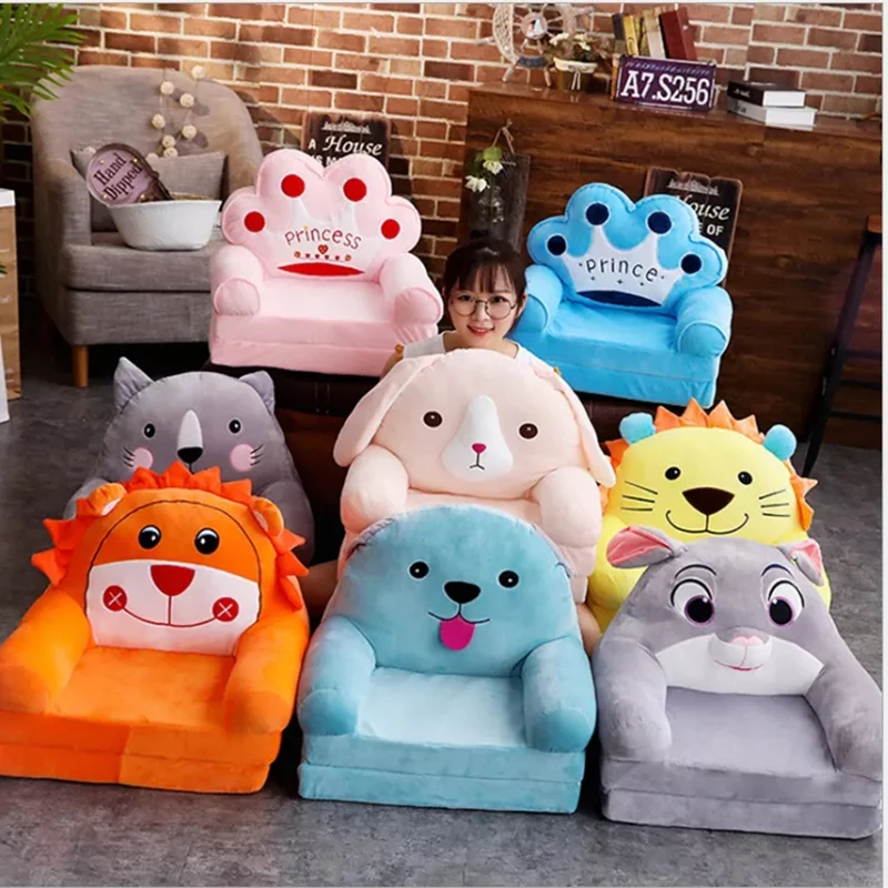 2022Baby Kids Cartoon Crown Seat Solo Copertura No Riempimento Sedia Per Bambini Pulito Puff Skin Toddler Copertura Per Bambini Per Divano Pieghevole