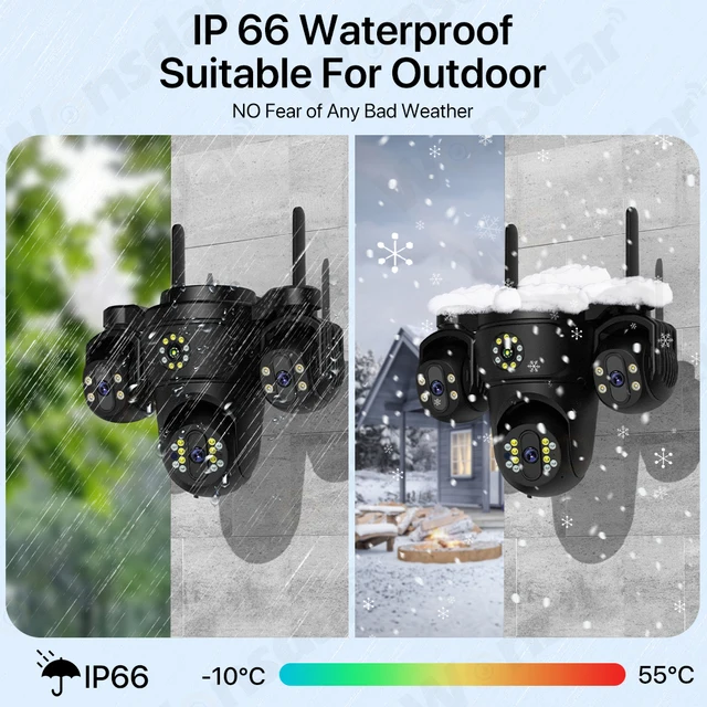 Three Screen Three Lens 15MP HD WIFI IP Camera 10MP Dual Lens Camera Auto Tracking IP66 Waterproof CCTV Video Security Cam iCsee 4