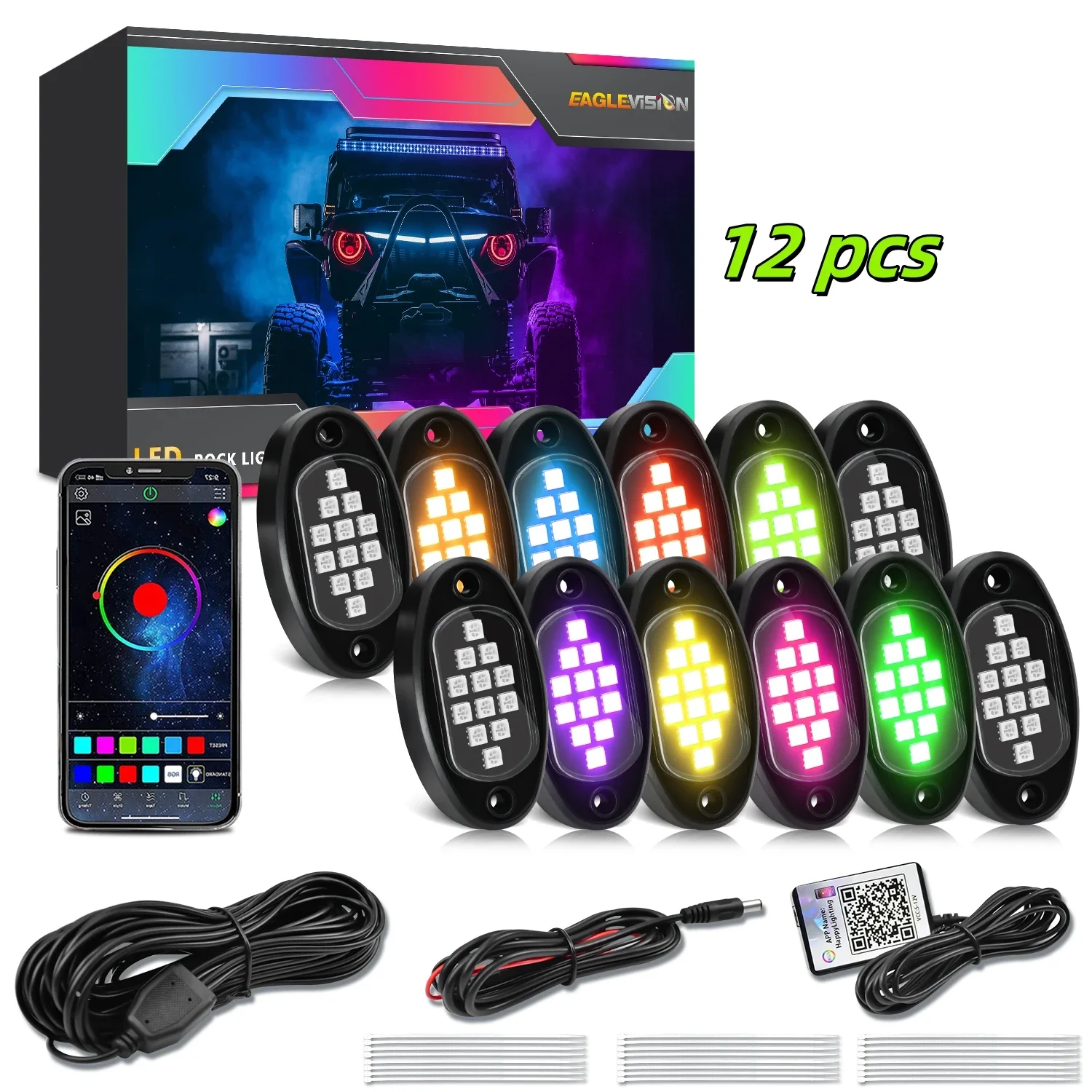 4/6/10/12 in 1 Pods RGB LED Rock Light PCB LED for Holding LED Decorative Chassi