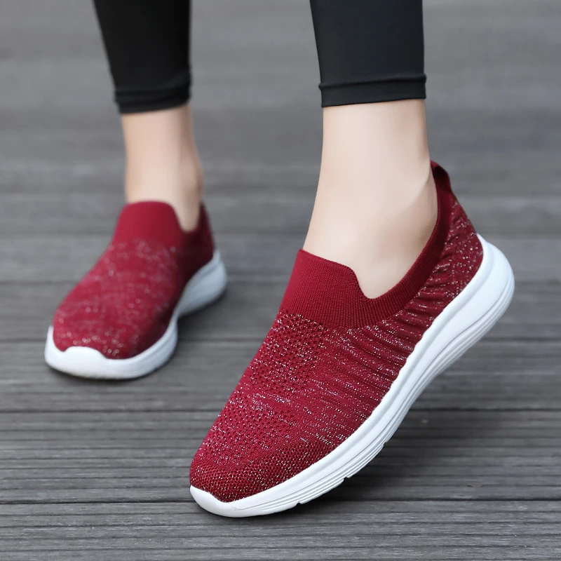 Women Vulcanized Shoes New Tennis Sports Summer Mesh Breathable Lace Walking Fitness Thick Soled Women Sports Shoes