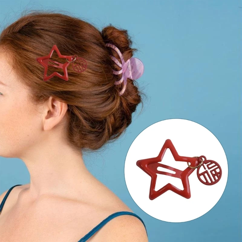 

B36D Hair Clip Star Holiday Redness Bangs Clip Sweet Girls Clip Headdress Hair Accessories Festive Hairpin