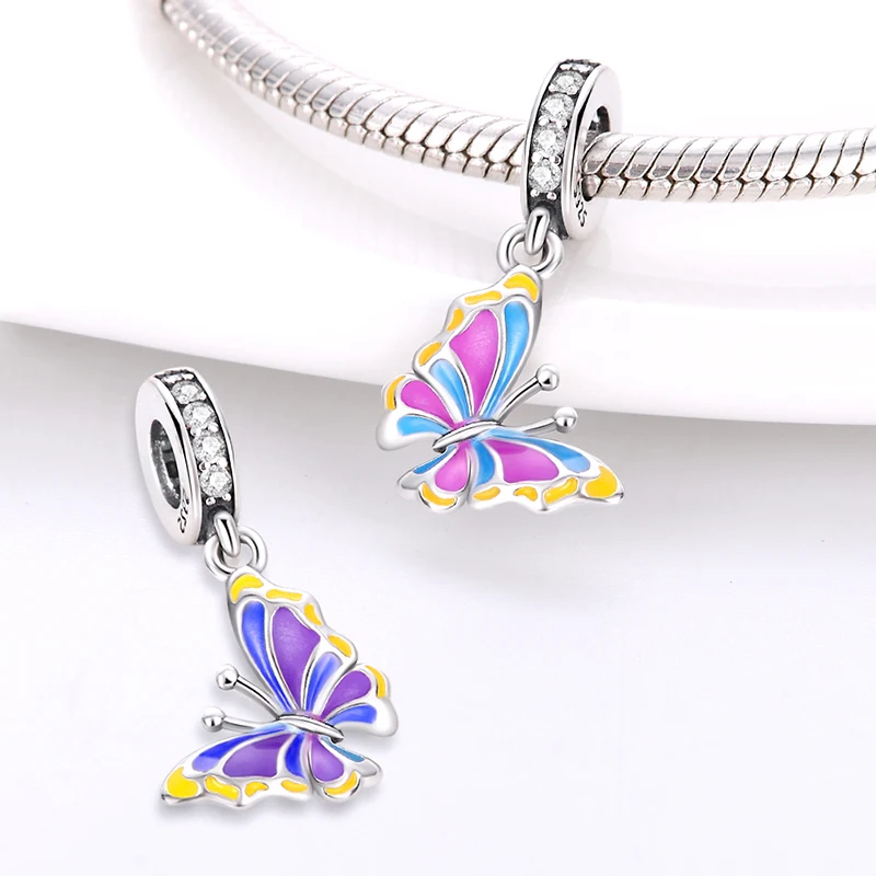 925 Sterling Silver Charms Beads Temperature Change Color Elephant Chameleon Butterfly DIY Jewelry Gifts