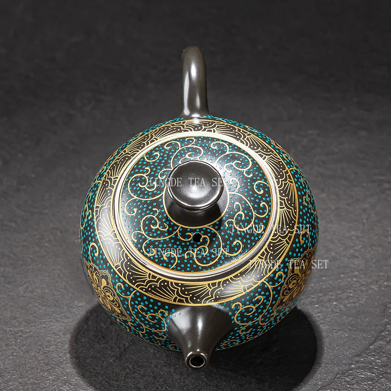 Ceramic Red Tea Pul Teapot Household Chinese Teapot Blue Dot Dark Fragrance Kung Fu Tea Set Single Use Small Capacity Teapot