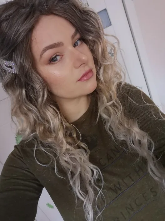 GNIMEGIL Synthetic Blonde Wigs for White Women Long Curly Wig Fluffy Body Wave Hairstyle Cosplay Wig Costume + Tattoo Sticker