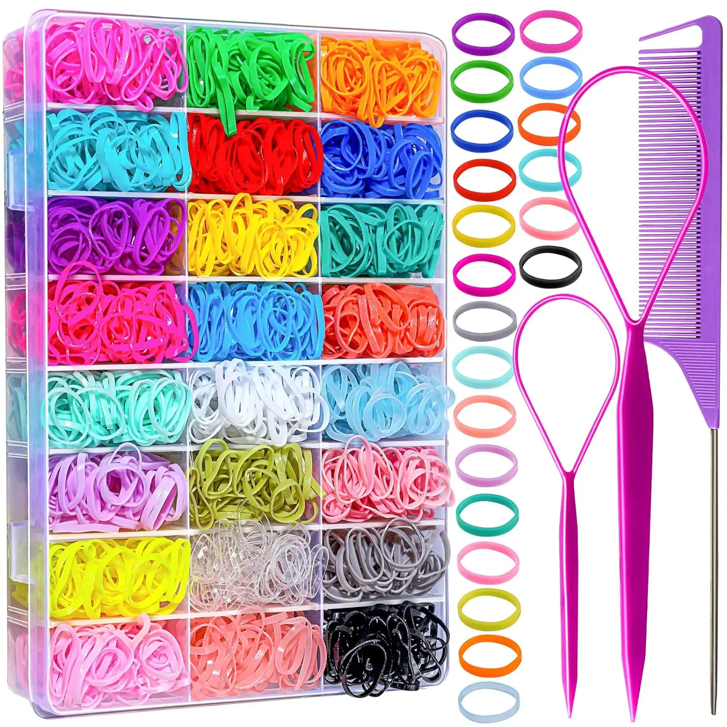 Elastische Haarbänder, 24 Farben, Mini-Haargummibänder für Haare, kleine Haargummis, bunte Haar-Accessoires für Kleinkinder, Mädchen, Kinder