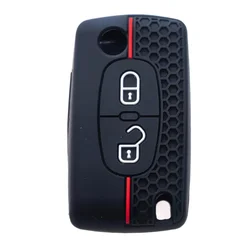 Premium Silicone Flip Car Key Protector Cover - Universal Fit (2 Buttons)