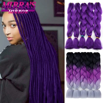 5 Bundles Jumbo Braid Hair Purple Synthetic Braiding Hair for Box Crochet Braids Support Wholesale Green Pink Braids 100g/Pack 1