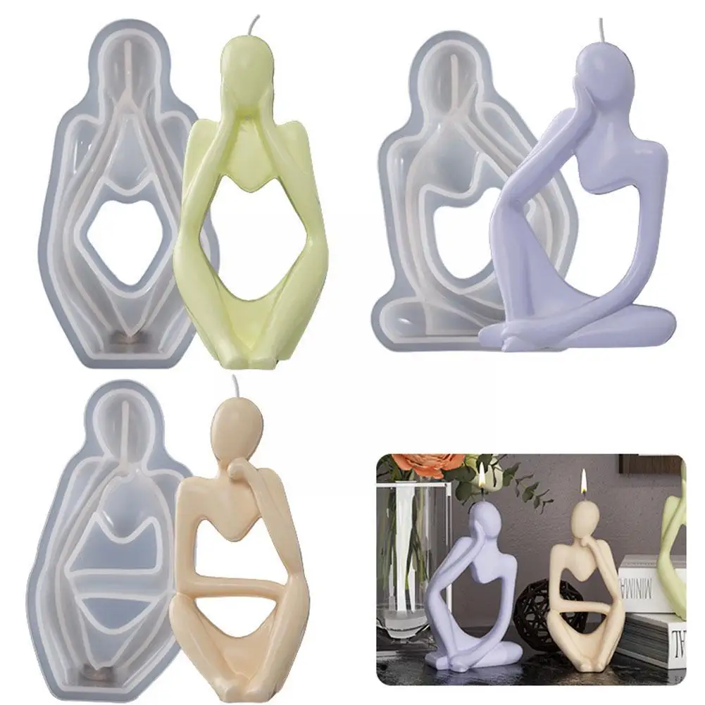 DIY člověk tělo silikon plíseň severská umění abstraktní thinker domácí plíseň mould sochu člověk sádra modelka pryskyřice dekorace odlitek 3d r5h9