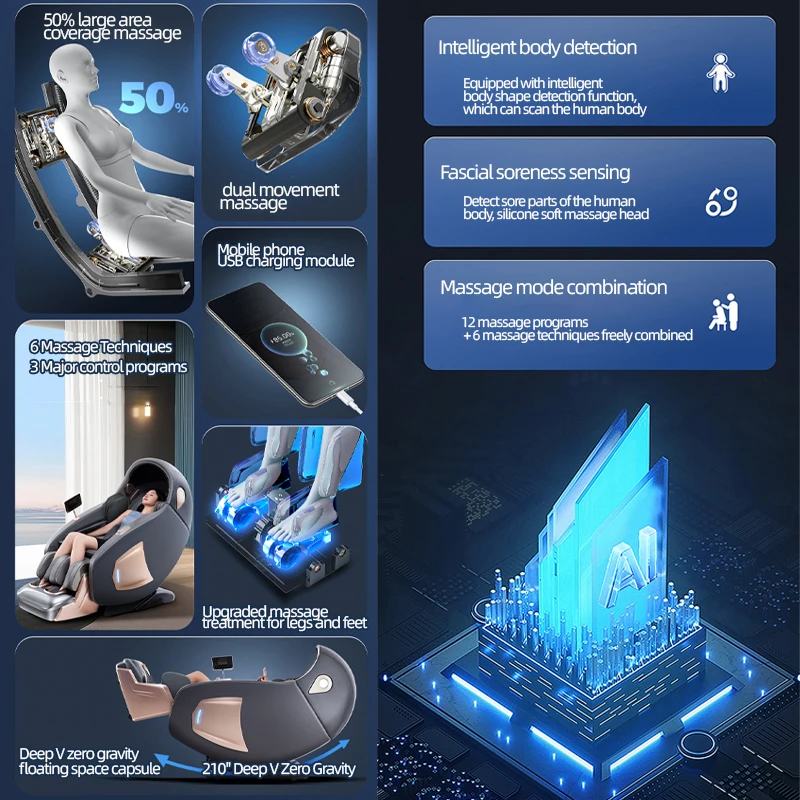 3 Year Warranty Dual-core 4D SL-Track Zero Gravity full body Massager Chairs Home 3D Office Electric leg lift Massage Sofa 5