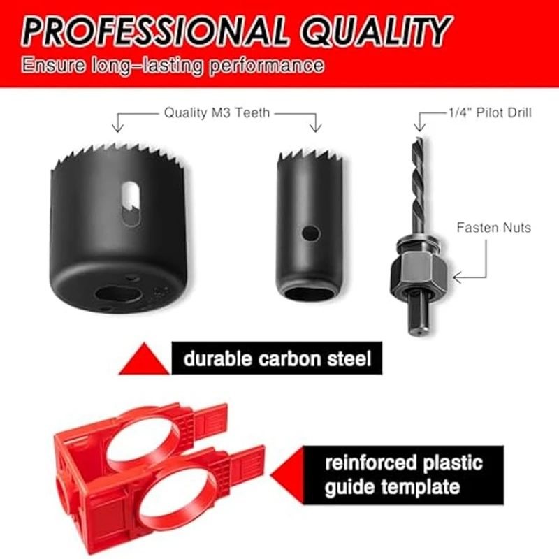 도어락 설치 키트, 목재 도어용 도어홀 드릴링 키트, 도어락 홀쏘 도어 손잡이 설치 키트-A10G