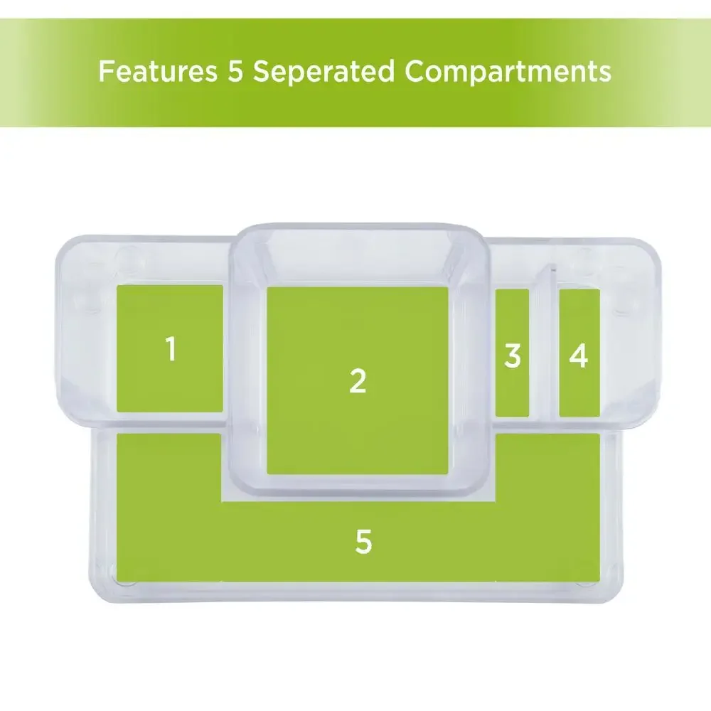 Bathroom Hair Care Center Organizer Set 2 Clear Plastic Tray Non-Skid Feet Dishwasher Safe Hair Dryer Straightener Brush Holder