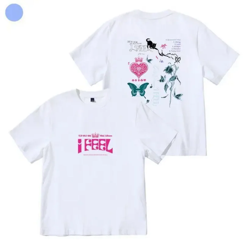 2023 Kpop GIDLE I Feel T Shirt Y2K Costume (G)I-DLE MIYEON YUQI Minnie Same Short Sleeve Tee Top Unisex Clothes For Fans Gift images - 6