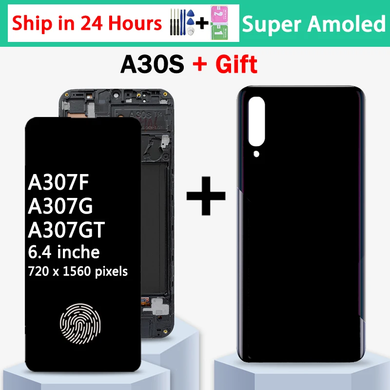 6.4 ''Super Amoled Per Samsung A30S A307 Display Lcd Con Touch Screen Digitizer Assembly Per Samsung A30S A307F Lcd