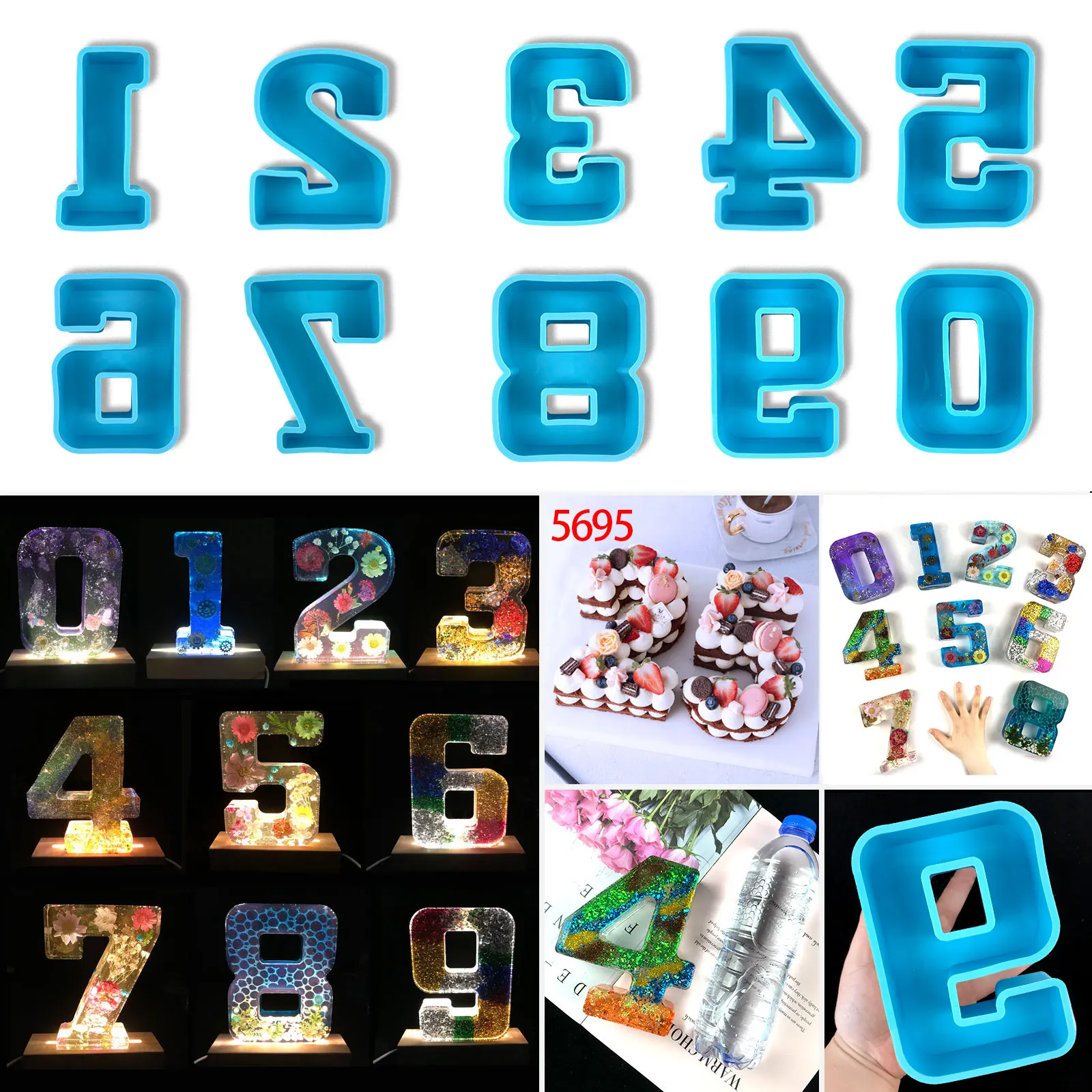 Moule Resine Epoxy Alphabet Resin Shaker Molds avec 26PCS PVC Feuille