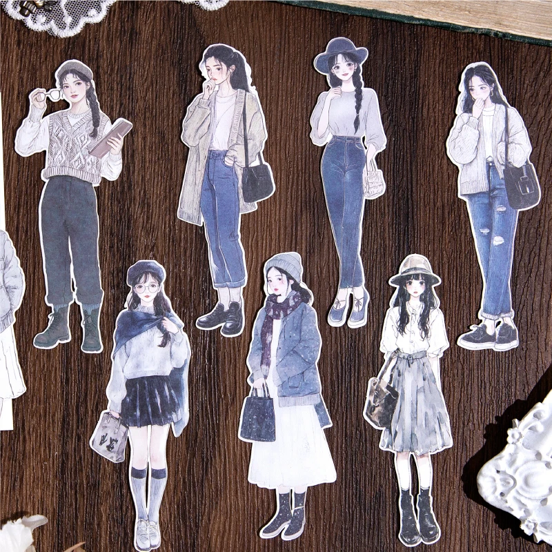 저널 GO 10pcs 노트북 기타 가방에 대 한 패션 소녀 복장 스티커 모바일 DIY 공예 우아한 레이디 저널 Scrapbooking 데 칼