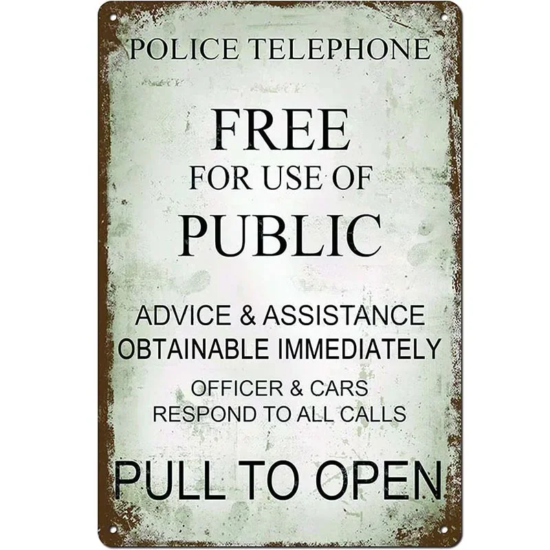 Beakuy Targa In Metallo Alla Moda Retro Vintage Style Police Phone Box Tardis Dr Who Wall Door Sign Metal Tin Sign Room Decor
