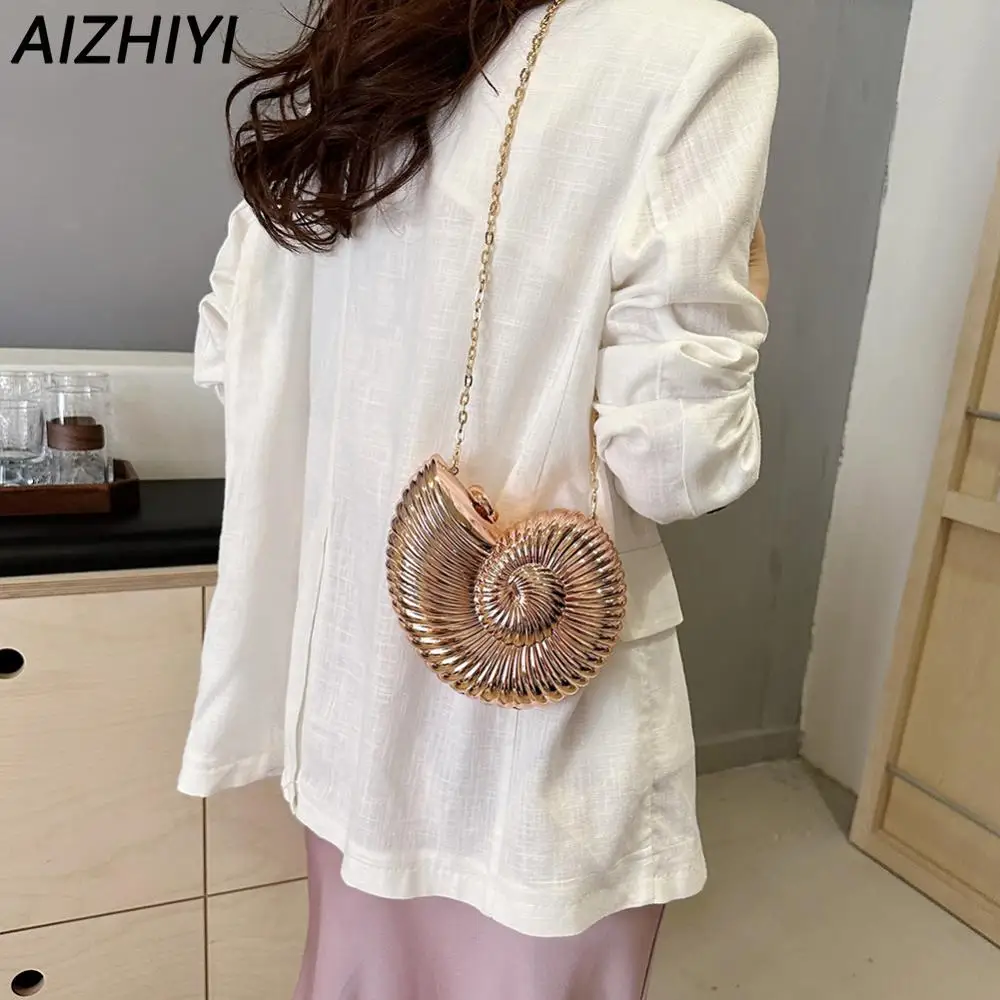 Conch Shape Fashion Evening Bags Acrylic Stylish Shoulder Bag Stylish Crossbody Bag Chain Strap Purse for Wedding Party