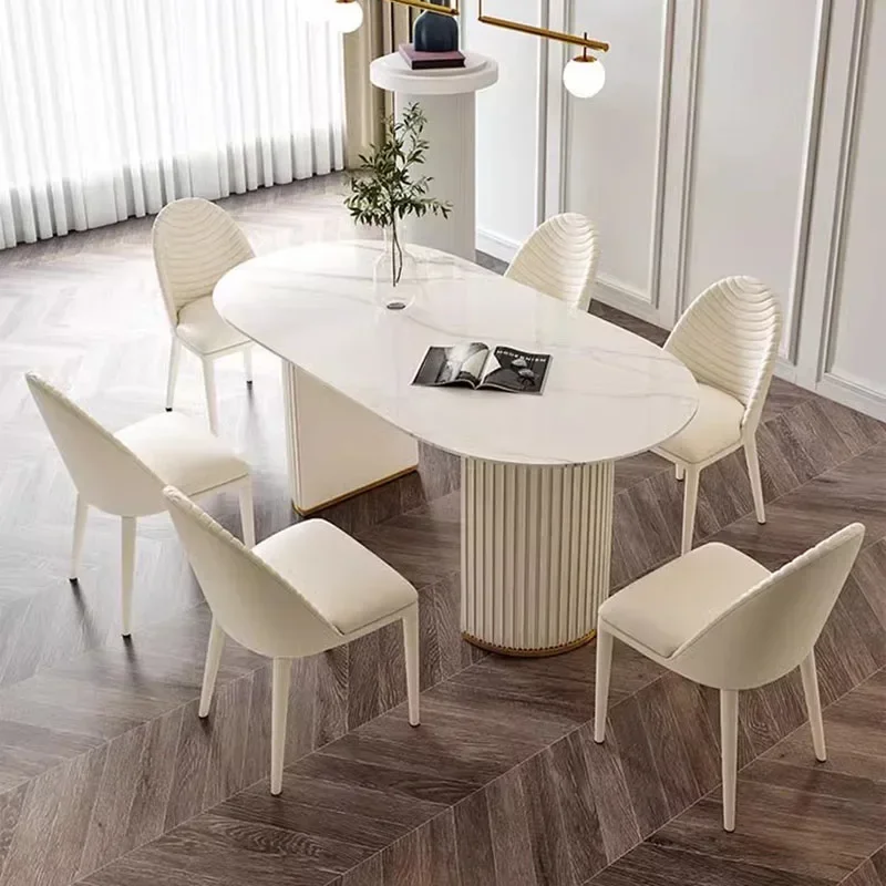 Waterproof Oval Dining Table Modern Base Stand Design Heat Resistance Nordic Minimalist Home Furniture
