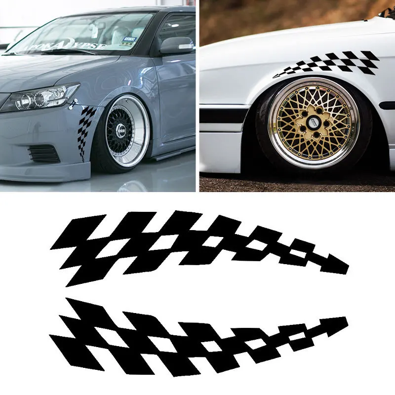 

Akzz 2 Pcs Of Racing Car Sticker Grid Flag Suitable For Audi Bmw Jeep Safety Vinyl Sticker Universal Model Protection