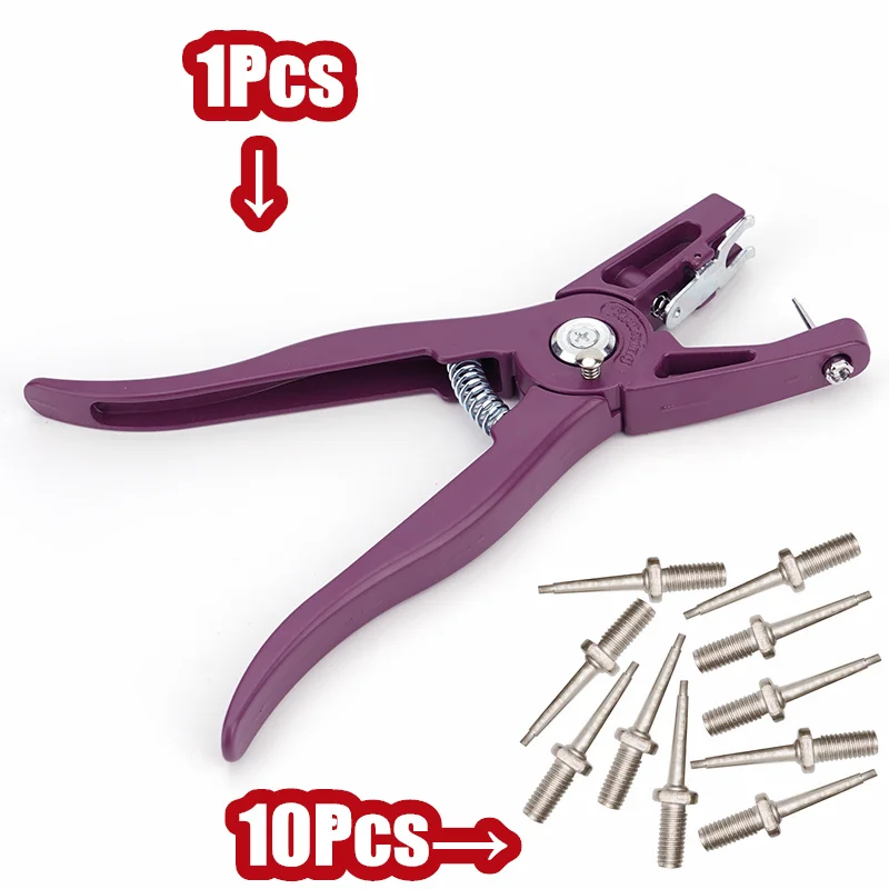 Ear Tag Pliers and 10 Pins Animal Control Device Metal Ear Thorn Tongs Swine Cow Sheep Rabbit Identification Animal Tool