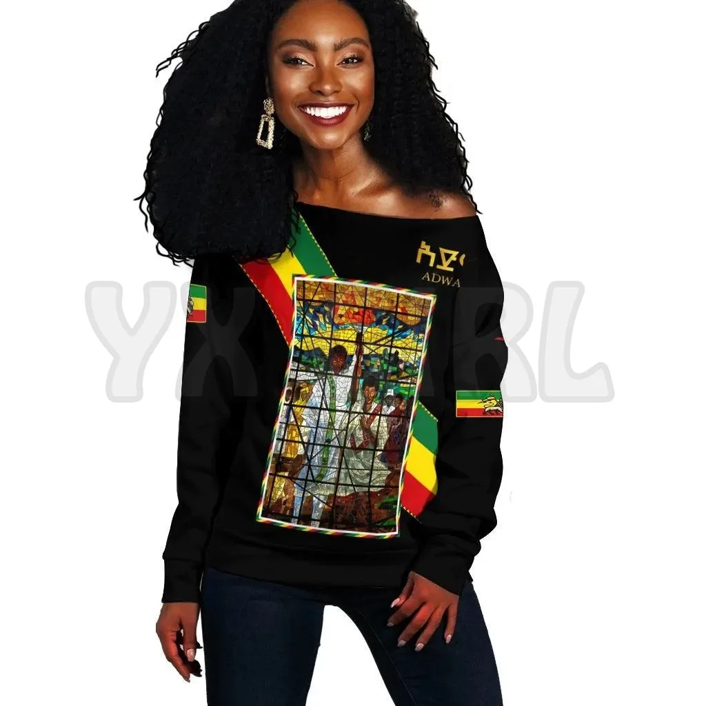 YX GIRL Adwa Victory Ethiopian   3D Printed Novelty Women Casual Long Sleeve Sweater Pullover ethiopian hand made traditional design beautiful unique and different mini skirt luxury women s skirt sexy skirt