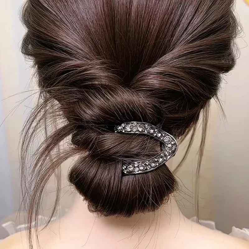 Elegant Rhinestone V-Shaped Hair Claw Clip