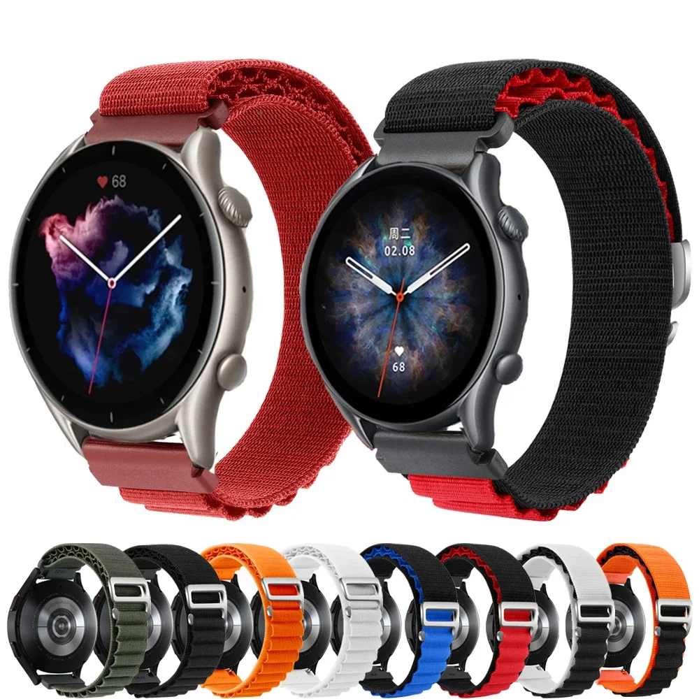 

Ремешок нейлоновый для Huami Amazfit GTR 3 Pro Bip 5 GTR2, браслет для часов Amazfit GTR3/GTR4/2e Pace Stratos 3 2S GTR 47 мм, 22 мм