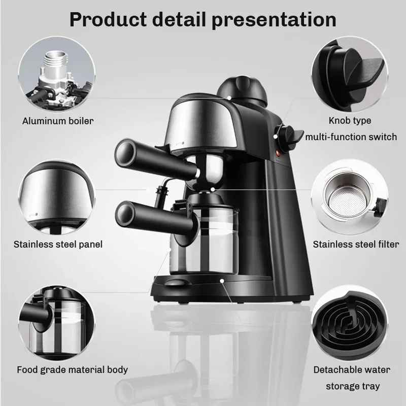 Electric Italian Coffee Machine 5 Bar Professional Expresso Coffee Maker Automatic Semi Automatic Expresso Cappuccino 220V EU Pl