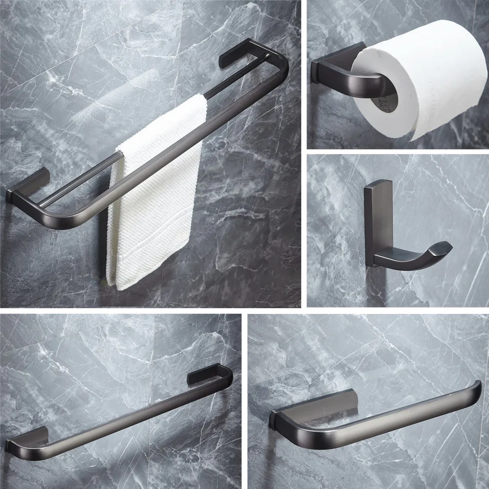 Dunkelgraues Badezimmer-Hardware-Set Zur Wandmontage, Papierhalter, Handtuchhalter, Wandmontage Aus Messing, Badezimmer-Accessoires Nzh106