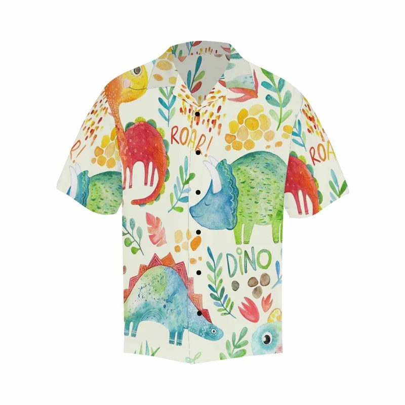 thumbnail image 1 of Camisas para niños con dinosaurios kawaii para hombres, ropa con estampado 3D, camisa hawaiana de vacaciones, camisetas de manga corta Y2k, ropa vintage, blusa con solapa, 1 of 5