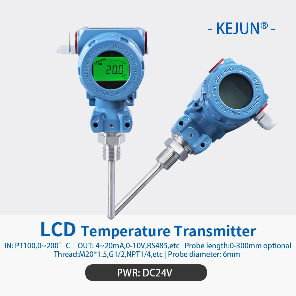 

HART PT100 Temperature Transmitter 4-20ma Integrated Intelligent Temperature Transmitter LCD RTD PT100 Temperature Sensor