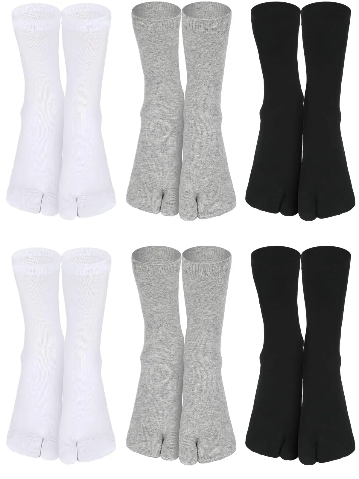 3 Paar Tabi-Socken für Herren und Damen, Baumwoll-Flip-Flop-Socken im japanischen Stil, Zehensocken, modische einfarbige Kimono-Sandalen-Socken mit geteilter Zehenpartie – Detail 1