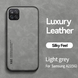 Luxury Leather Magnetic Phone Case with Back Cover - A22 5G SM - A226B (Light Grey)