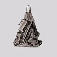 Annmouler Designer Backpacks for Women Soft Washed Letaher Sling Chest Bag Vintage Multi-pockets Punk Style Small Bag 1