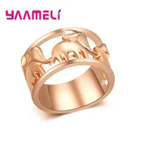 Factory Price Amazing Special Elephant Design Width Rose Gold Finger Rings For Women Men Different Present Jewelry 1