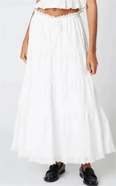 

Новая модная женская трапециевидная длинная юбка с заниженной талией, кружевная Лоскутная многоярусная юбка с ушками для лета, Клубная уличная мода, Лидер продаж, S, M, L