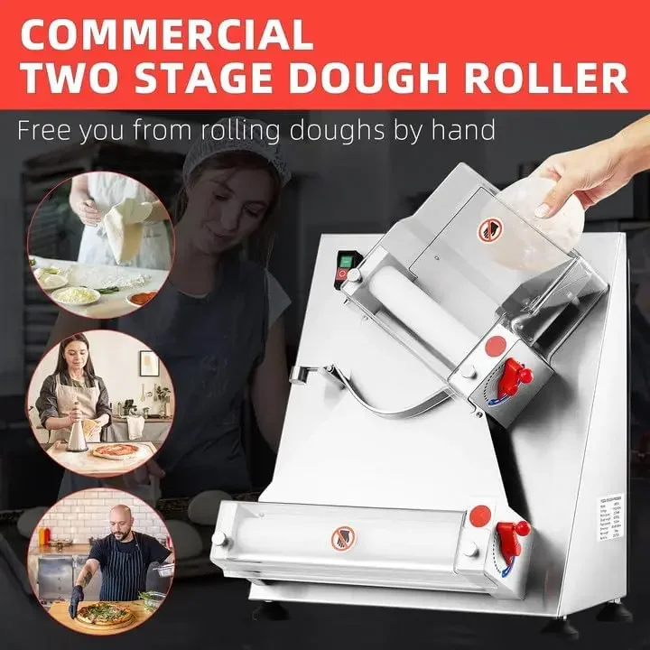 Pizza Dough Roller Sheeter, Max 12", Automatic 370W Electric Pizza Dough Roller, Stainless Steel, Suitable for Noodle 3