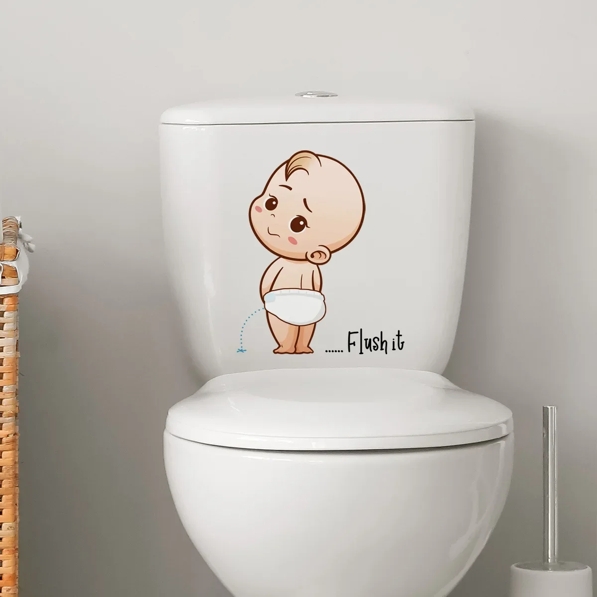 Description Picture 5 of item1pc Kid Peeing Pattern Toilet Seat Decal Creative Plastic Fun Self-adhesive Toilet Sticker Bathroom Decoration Sticker