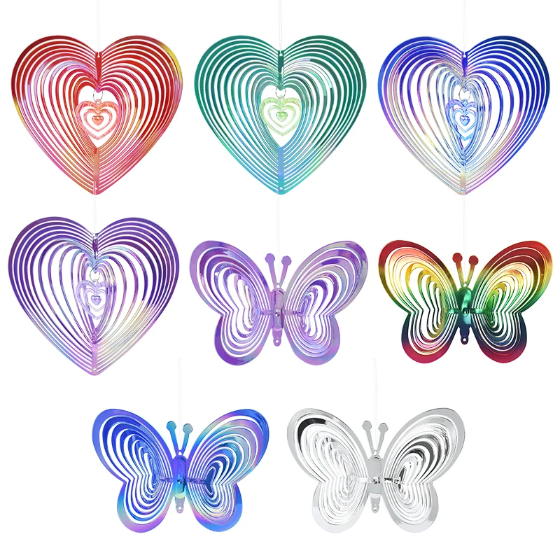 Drive Birds Away Anti-deformed Decor Heart Butterfly Wind Spinners Hanging Ornaments Home Garden Outdoor Decorations hot sales colorful butterfly pendant wind chimes indoor outdoor porch balcony garden decor