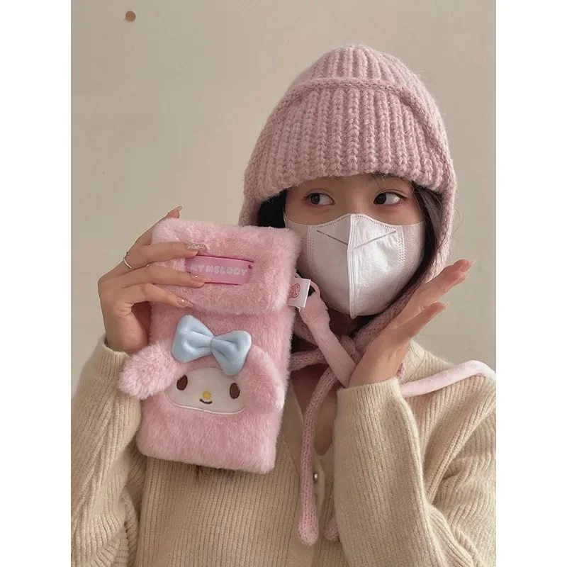 

Sanrio Plush Phone Bag Cinnamoroll Kuromi Cartoon Diagonal Cross Convenient Small Bag Christmas Gift